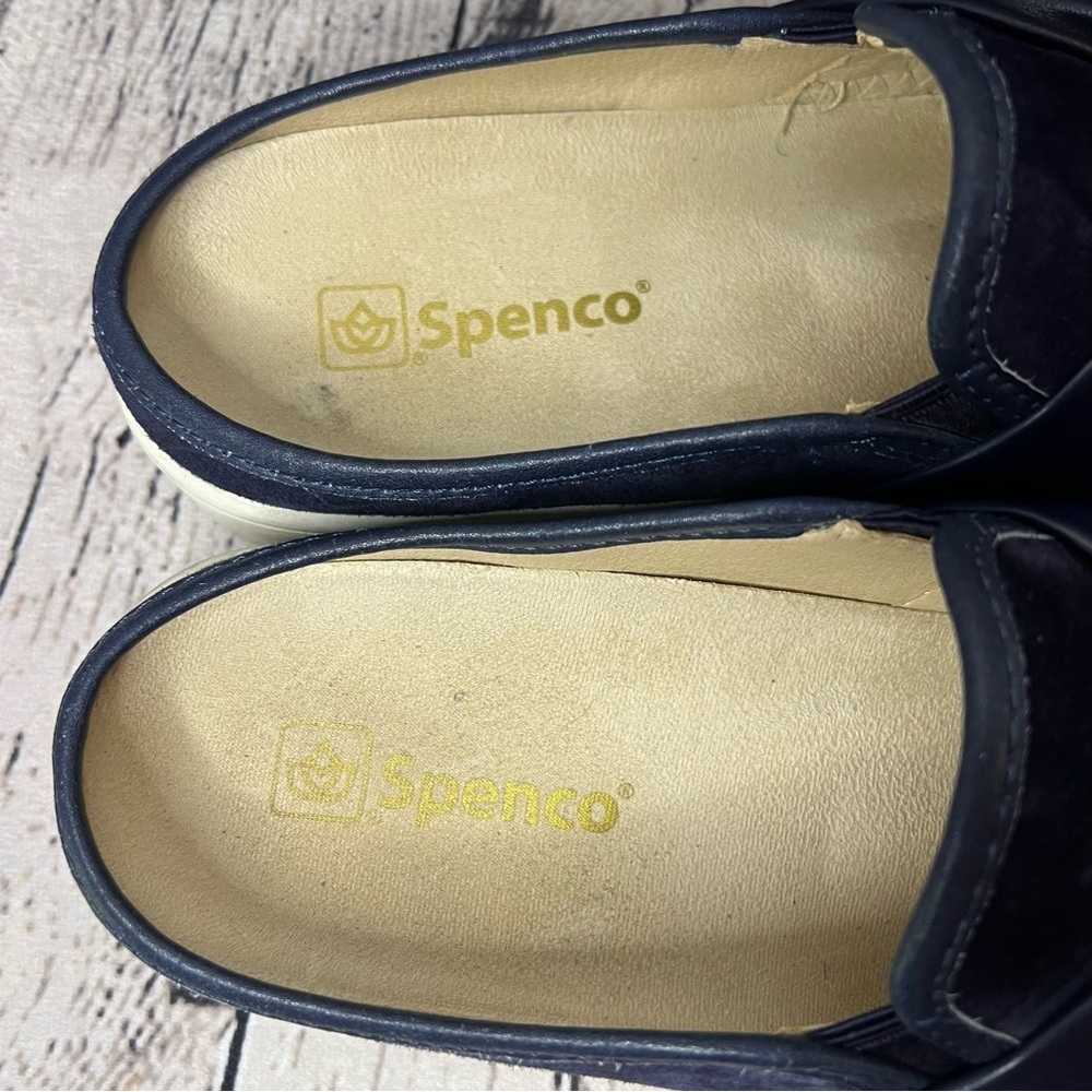 Spenco Barbados Orthotic Bow Suede Mules in Navy Blue Size 8 - Picture 4 of 10